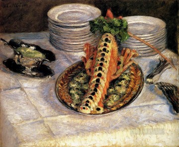 Gustave Caillebotte Painting - Bodegón con cangrejos de río Gustave Caillebotte